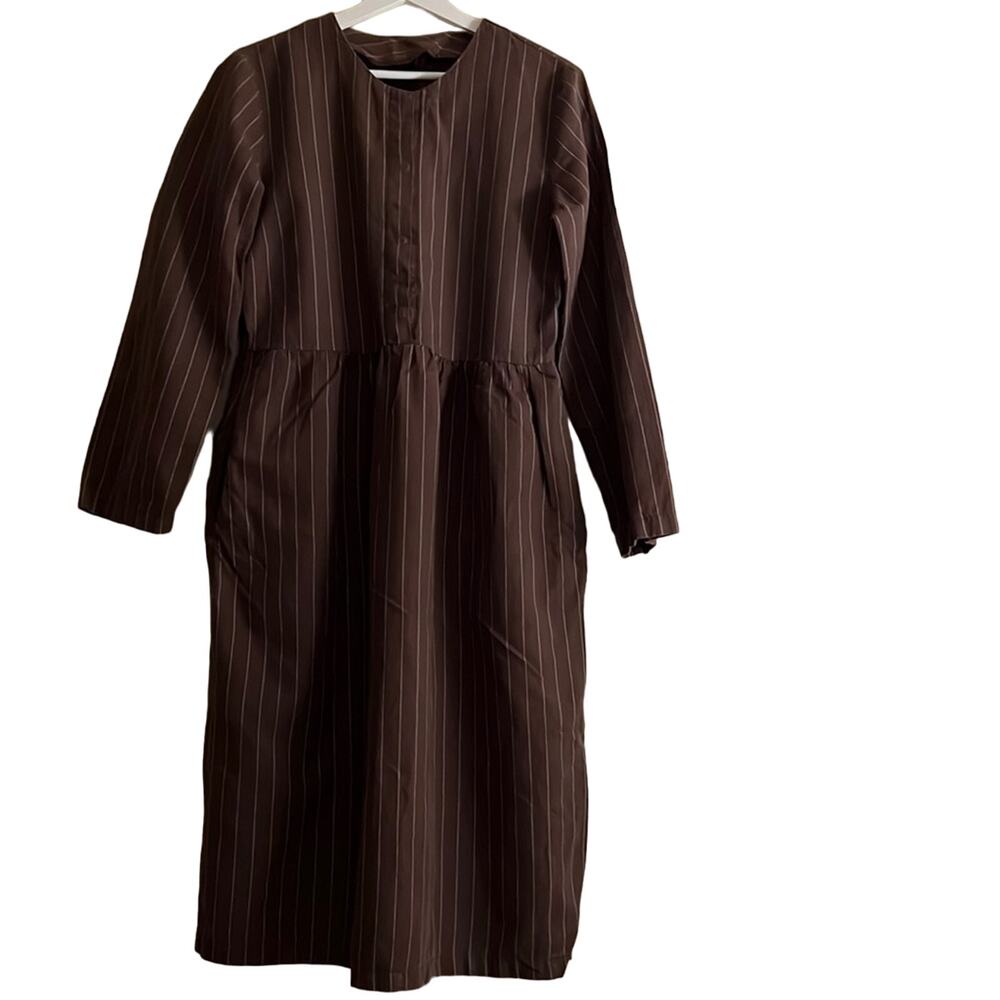 Women’s brown striped midi dress, Size M